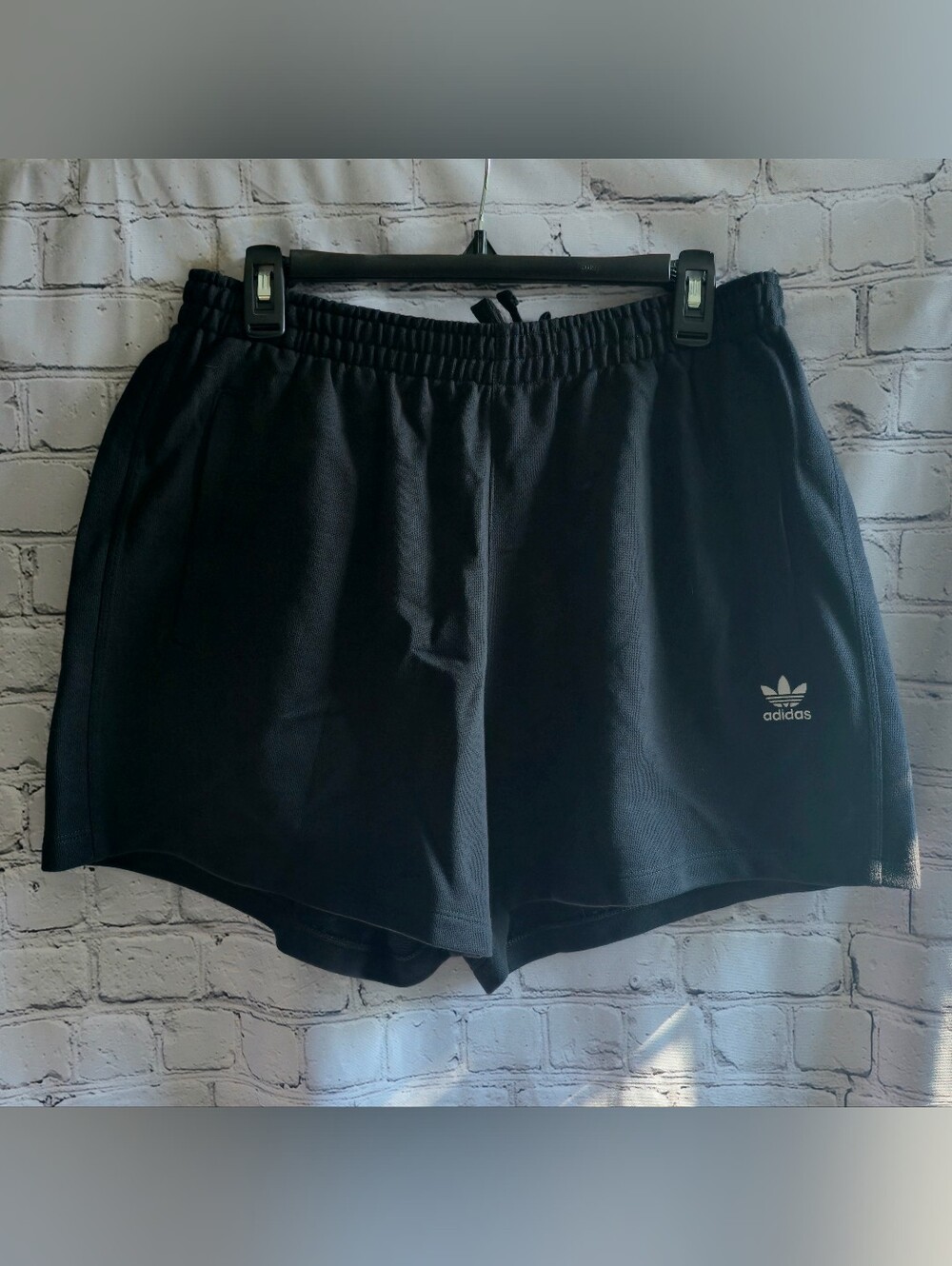 adidas Black Women's Athletic Shorts with Trefoil Logo & Pockets